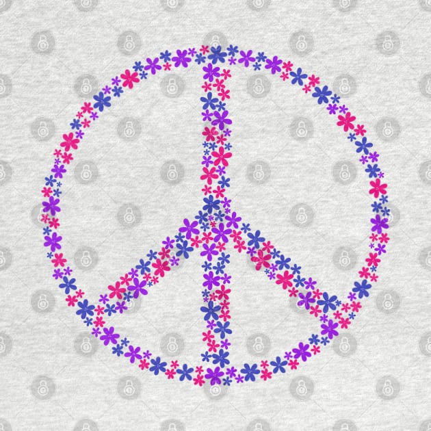 Floral Peace Sign - Discreet Bi Pride by JuneNostalgia